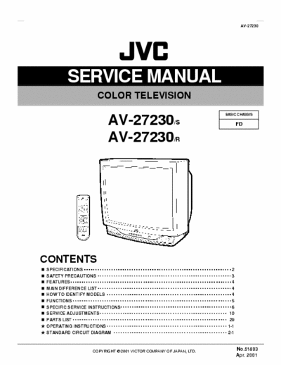JVC AV-27230 Service Manual for the unit JVC AV-27230