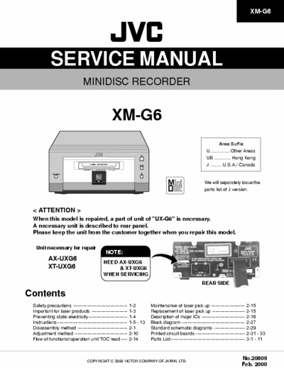 Pioneer XM-G6 Service manual