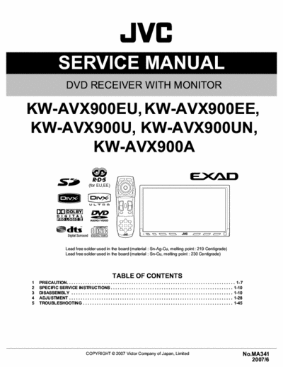 JVC KW-AVX900 KW-AVX900EU,KW-AVX900EE,KW-AVX900U
KW-AVX900UN,KW-AVX900A