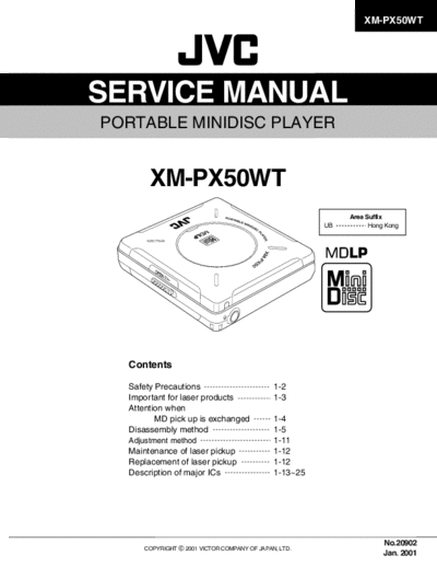 JVC XM-PX50WT PORTABLE MINIDISC PLAYER
XM-PX50WT