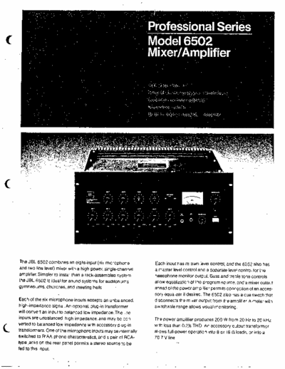 JBL 6502 powered mixer