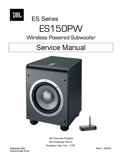 JBL ES150PW wireless active subwoofer