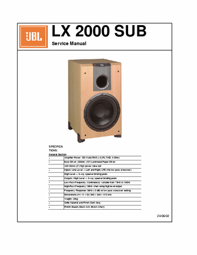 JBL LX2000 active subwoofer