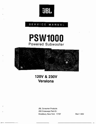 JBL PSW1000 active subwoofer