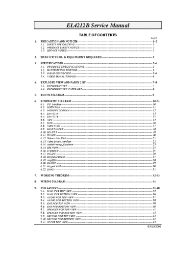 EL Easy Living EL4212B Service manual for plasma EL4212B