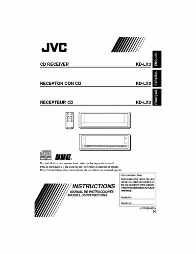 JVC KD-LX3 JVC CHAMELEON LX3 MANUAL