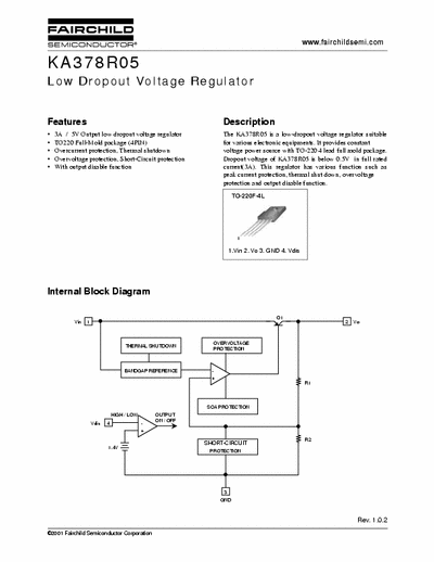 FAIRCHILD KA378R05 5 VOLT LOW DROPOUT REGULATOR