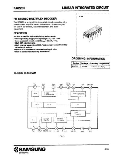 Pioneer Samsung PA1001 KA2261 Stereo Decoder KB4437 KA2261 PA1001