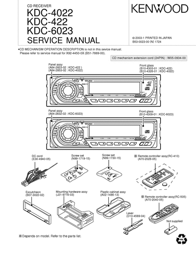 kenwood KDC-422/4022/6023 CD RECEIVER SERVICE MANUAL