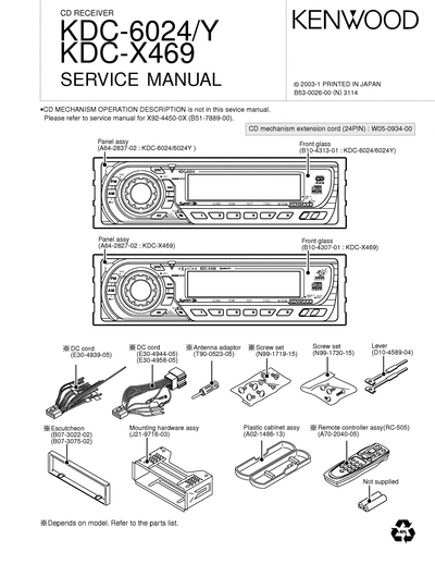 Kenwood KDC-6024/X469 CD RECEIVER SERVICE MANUAL