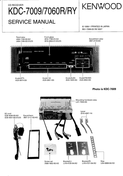 Kenwood KDC-7009/7060R CD RECEIVER SERVICE MANUAL