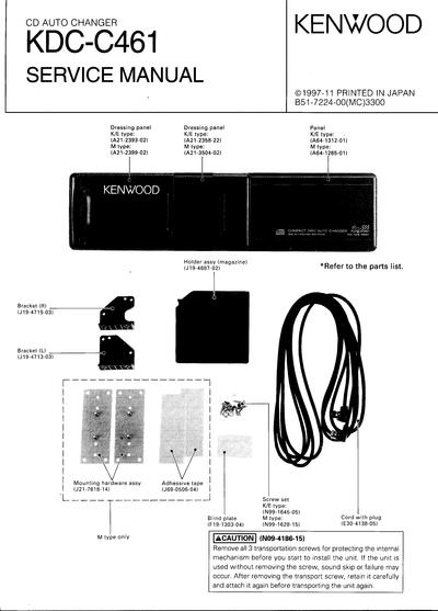 Kenwood KDC-C461 CD CHANGER SERVICE MANUAL