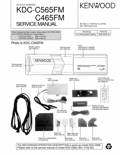 Kenwood KDC-C465FM/C565FM CD CHANGER SERVICE MANUAL