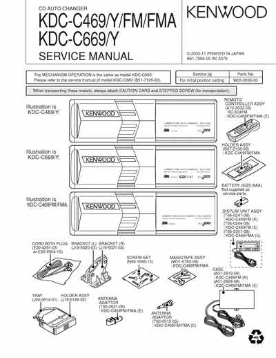 Kenwood KDC-C469/C669 CD CHANGER SERVICE MANUAL