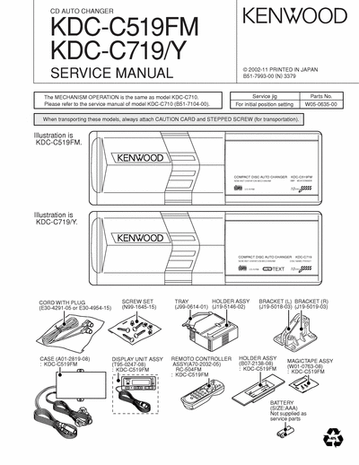 Kenwood KDC-C519FM/C719 CD CHANGER SERVICE MANUAL