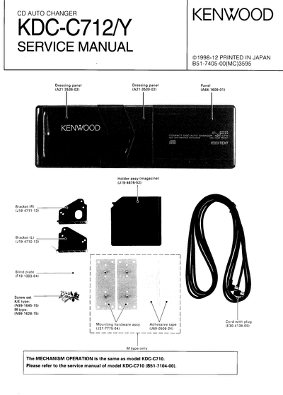 Kenwood KDC-C712 CD CHANGER SERVICE MANUAL