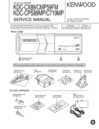 kenwood KDC-C719MP/CMP59FM/CPS89MP/CX89 CD CHANGER SERVICE MANUAL