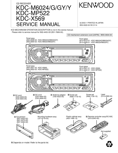 kenwood KDC-M6024/MP522/X569 CD RECEIVER