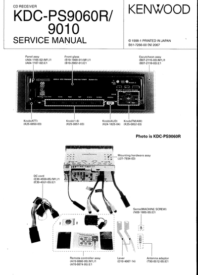 kenwood KDC-PS9060/9010 CD RECEIVER