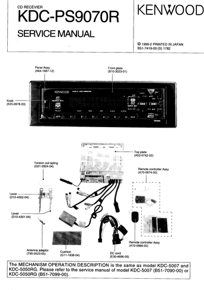 kenwood KDC-PS9070 CD RECEIVER