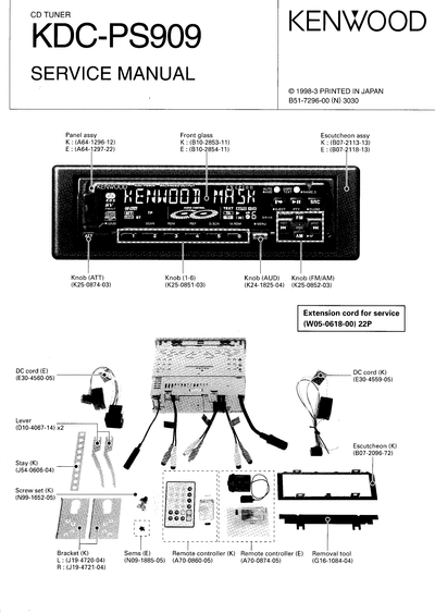 kenwood KDC-PS909 CD RECEIVER