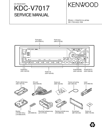 kenwood KDC-V7017 CD RECEIVER