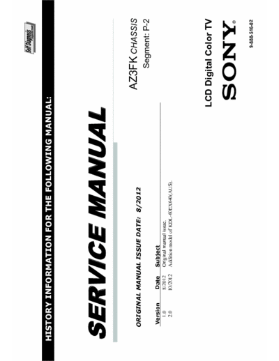 Sony KDL60EX640 Sony LCD TV service manual KDL60EX