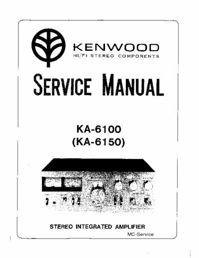 Kenwood KA6100-6150 Integrated Stereo Amp SM