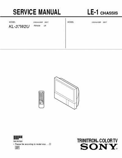 SONY KL-37W2 CHASSIS:LE-1