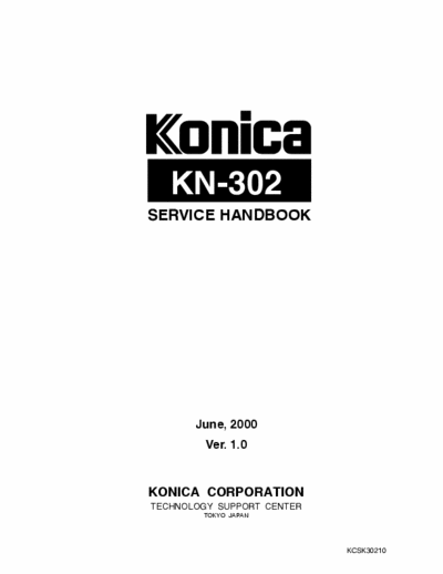 konica KN302SHB KN302SHB service manual and instructions