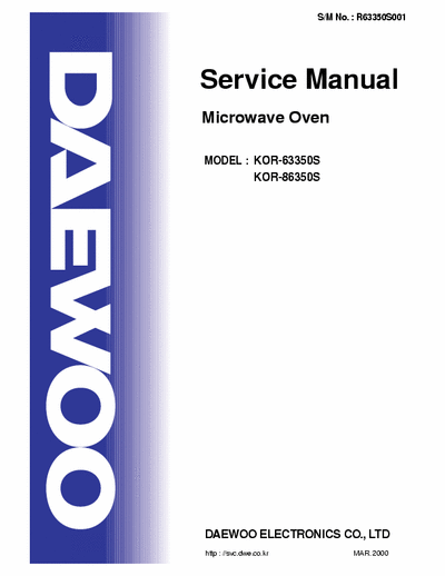 Daewoo KOR-6335S SERVICE MANUAL