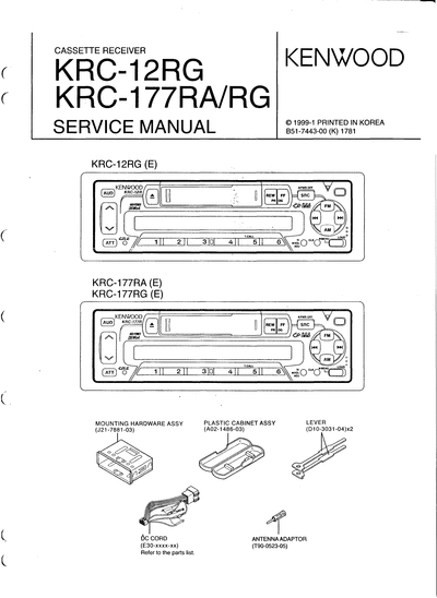 kenwood KRC-12RG/177RA CASSETTE RECEIVER SERVICE MANUAL