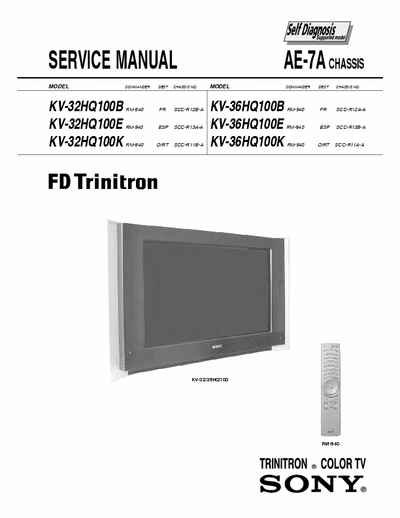SONY KV-32HQ100 KV-36HQ100 KV-32HQ100 KV-36HQ100 AE-7A