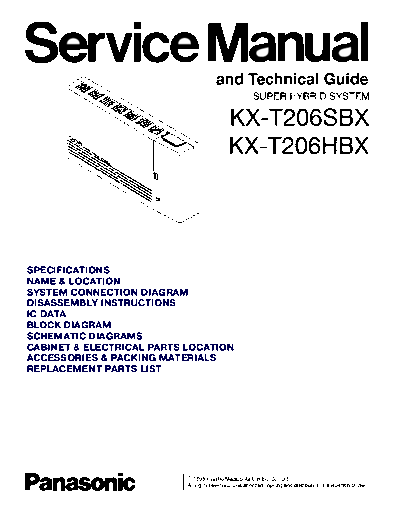 Panasonic KX-T206SBX Panasonic KX-T206SBX Switching System Service Manual