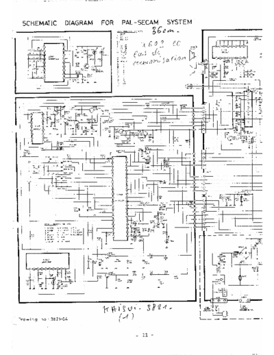 Kaisui 3821 schematic diagram:
MN15245KWC / MN1220 / AN5521 / AN5633K / AN5601K / TDA8192 / TDA2549 / TDA1904 / smps transistors / remote control Pilot P1654