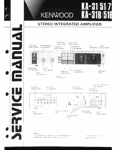 Kenwood KA31, KA51 & KA71 integrated amplifier