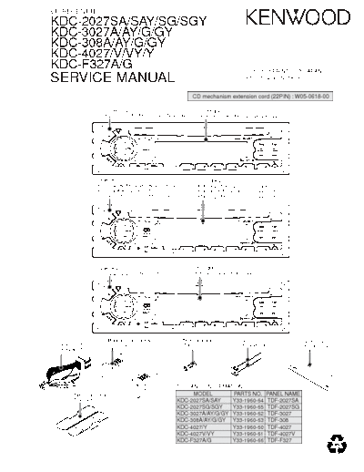 KENWOOD KDC-2027_3027_308A_4027_F327 Service Manual