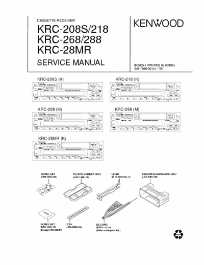 Kenwood KRC28, 208, 218, 268, 288 car radio