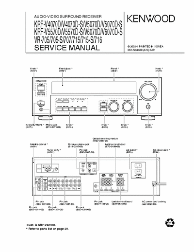 Kenwood KRFV4070, KRFV5070, KRFV5570, KRFV6070 receiver