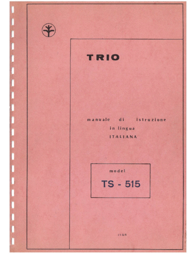 Kenwood TS-515 Kenwood/Trio TS-515 operating Manual. Italian Translation.