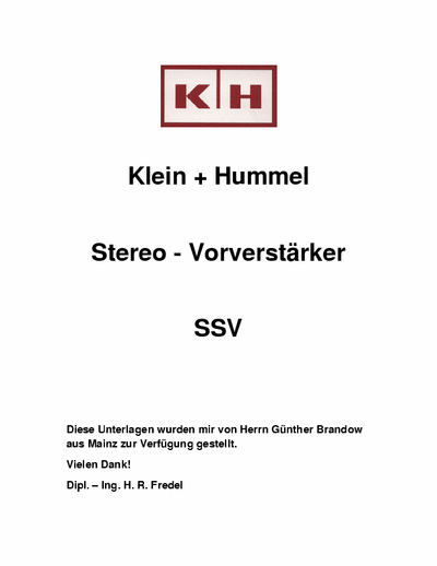 Klein+Hummel SSV preamp