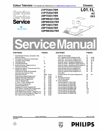 Philips 29pt4636/78 Esquema da TV 29" em PDF.