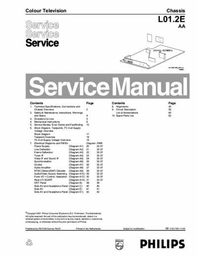 philips 14pt1556/21 SERVICE MANUAL