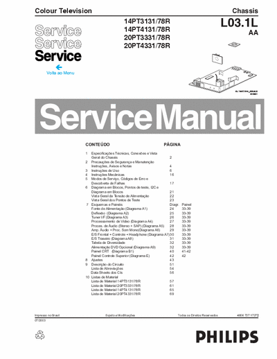Philips 20pt4331/3331 14pt3131-4131 manual de servicio