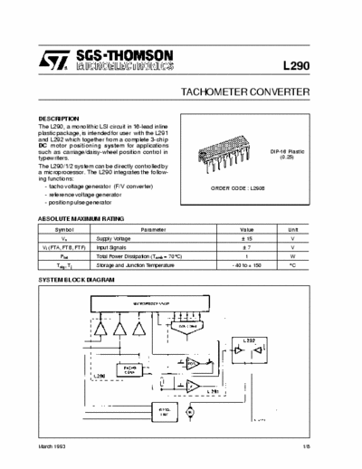 SGS-Thomson L290 Tachometer converter