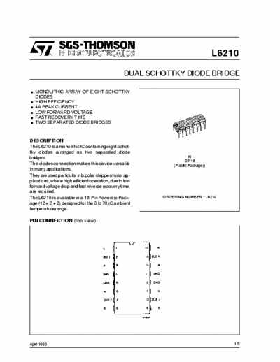 SGS-Thomson L6210 Dual schottky diode bridge