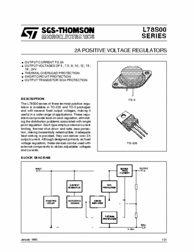 SGS-Thomson L78S00 2A Positive voltage regulators
L78S00 Series