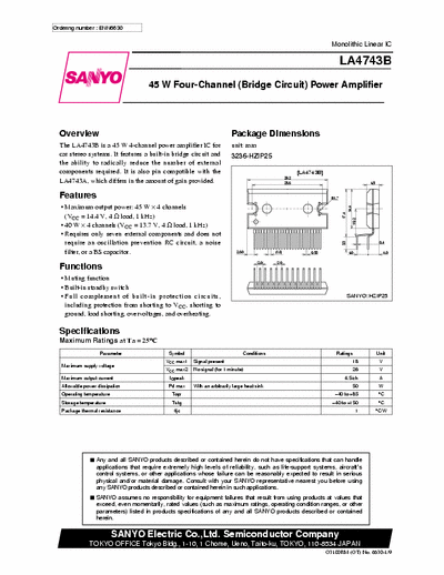 sanyo LA4743 amplificador audio