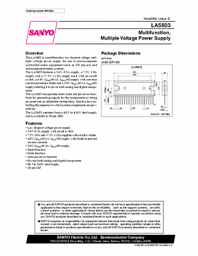 SANYO  MULTIPLE OUTPUT V-REG SILP18