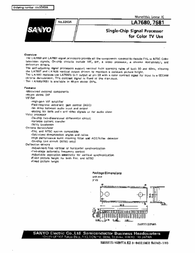 Sanyo LA76814K datasheet